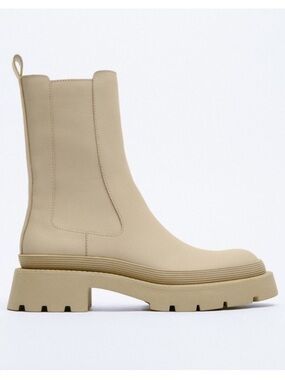 Zara Tan Rubber Boots